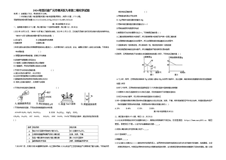 53，2024年四川省广元市朝天区九年级二模化学试题01