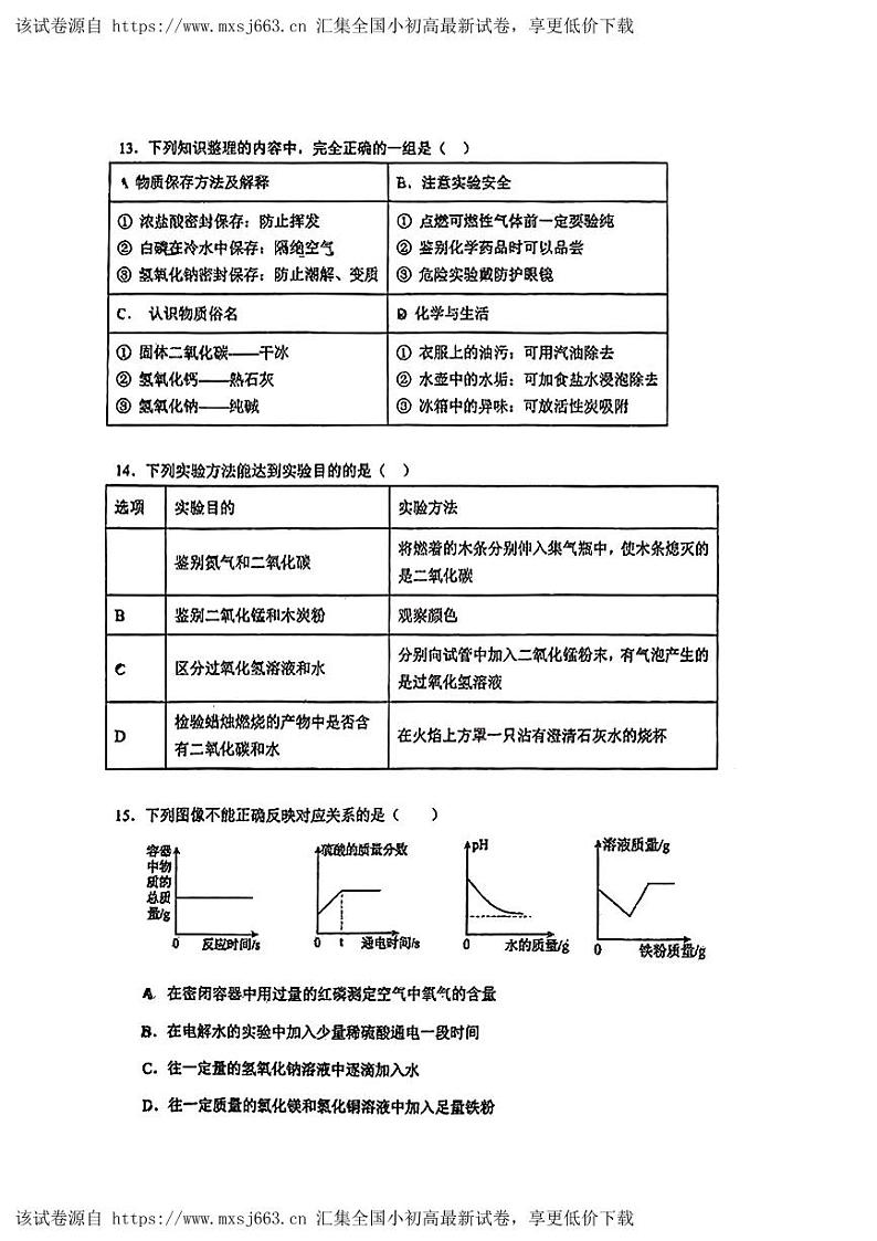 63，2024年广东省汕头市潮阳区金灶镇中考一模化学试题第3页