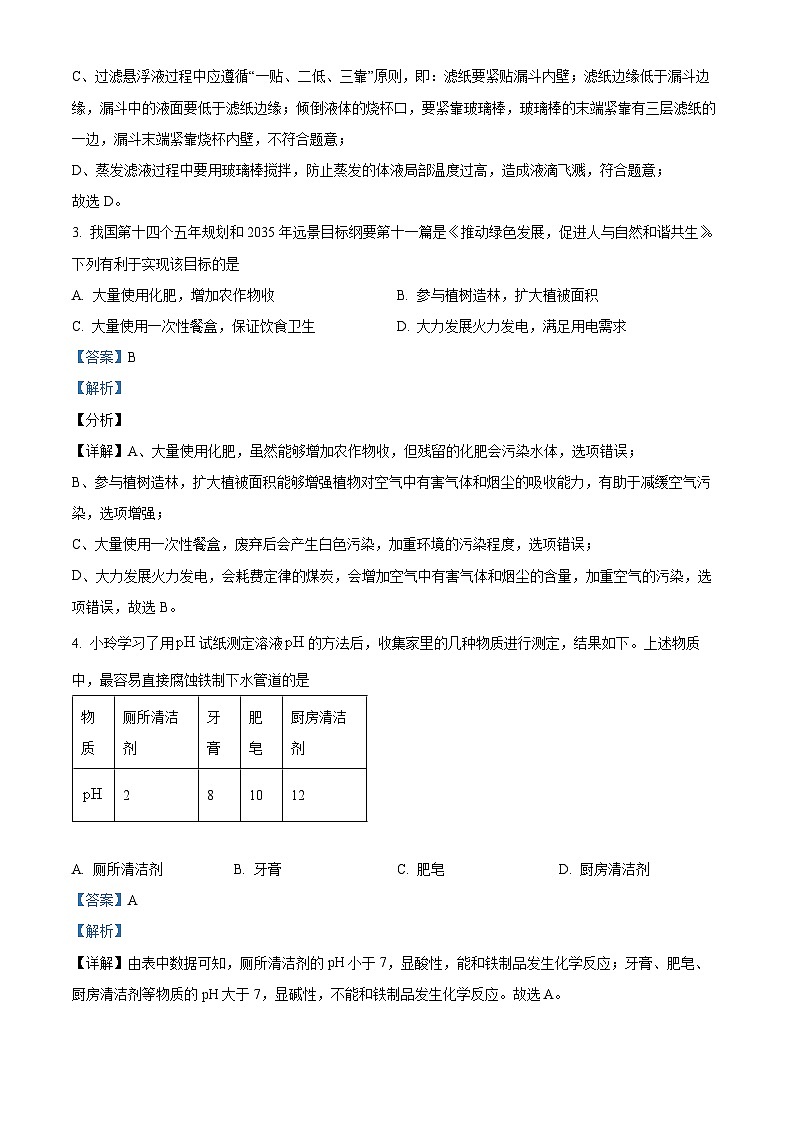 2024年海南省琼海市嘉积中学中考模拟（二）化学试题（解析版）第2页