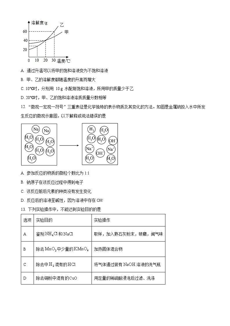 2024年海南省琼海市嘉积中学中考模拟（二）化学试题（原卷版）第3页