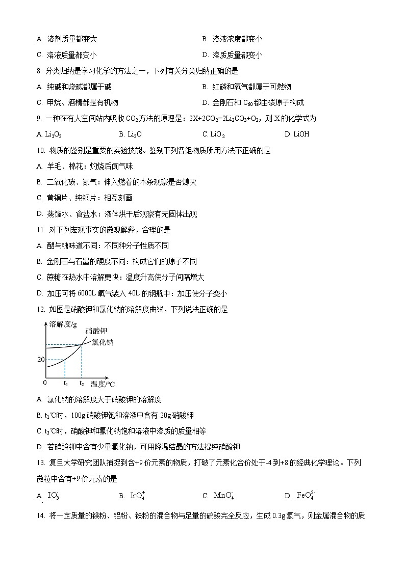2024年河南省商丘市柘城县实验中学中考第三次模拟考试化学试题（原卷版+解析版）02