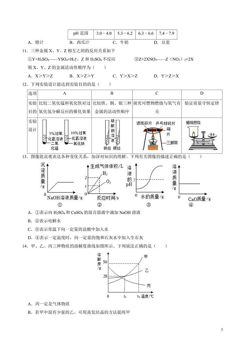 2024年中考考前最后一套押题卷：化学（成都卷）（考试版）第3页