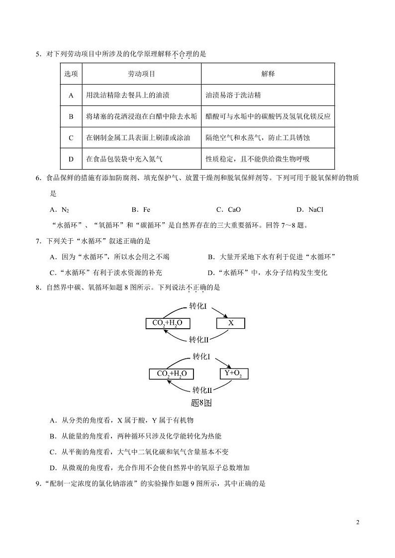 2024年中考考前最后一套押题卷：化学（广东卷）（考试版）02