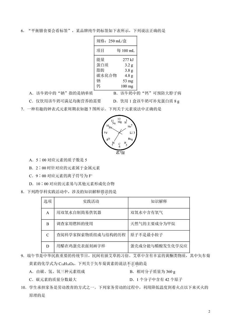 2024年中考押题预测卷01（广东卷）化学（考试版）02