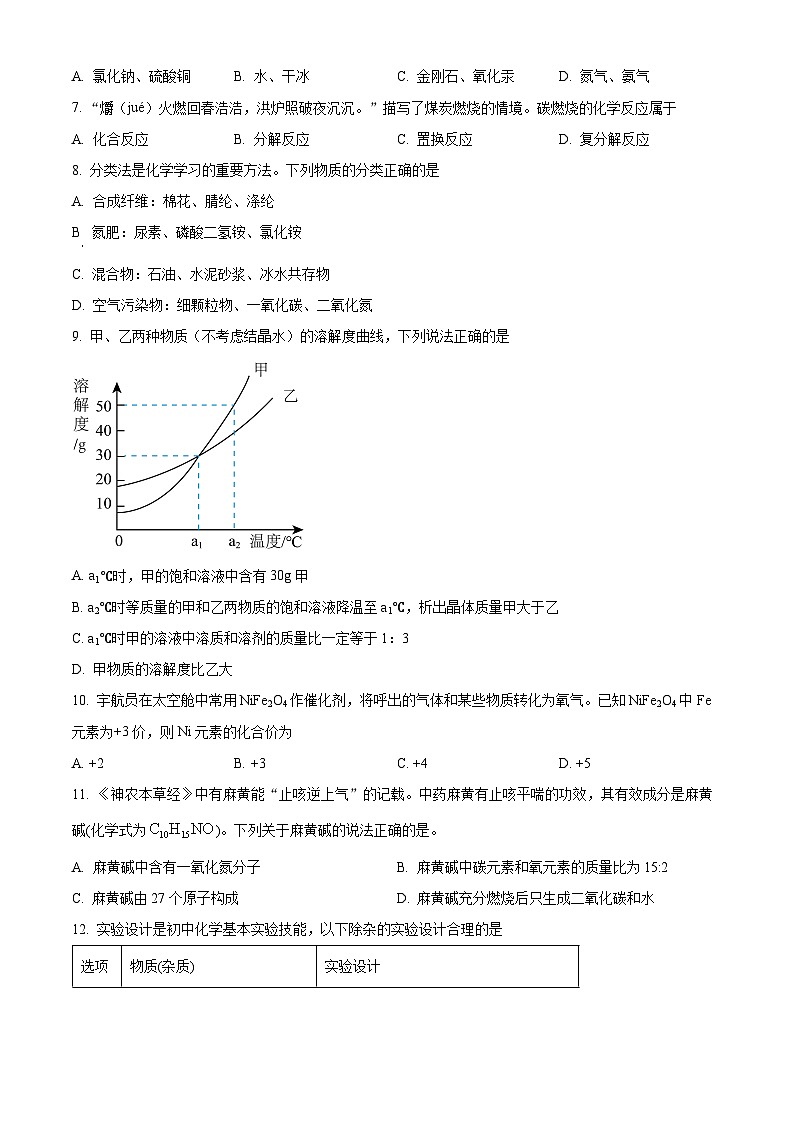 2024年河南省焦作市博爱县中考第二次模拟测试化学试题（原卷版+解析版）02