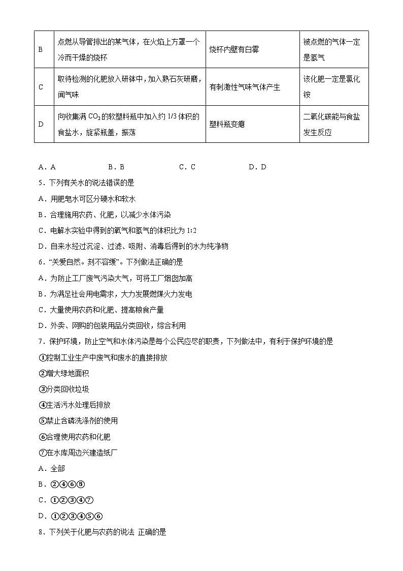11.2化学肥料同步练习 九年级化学人教版下册第2页