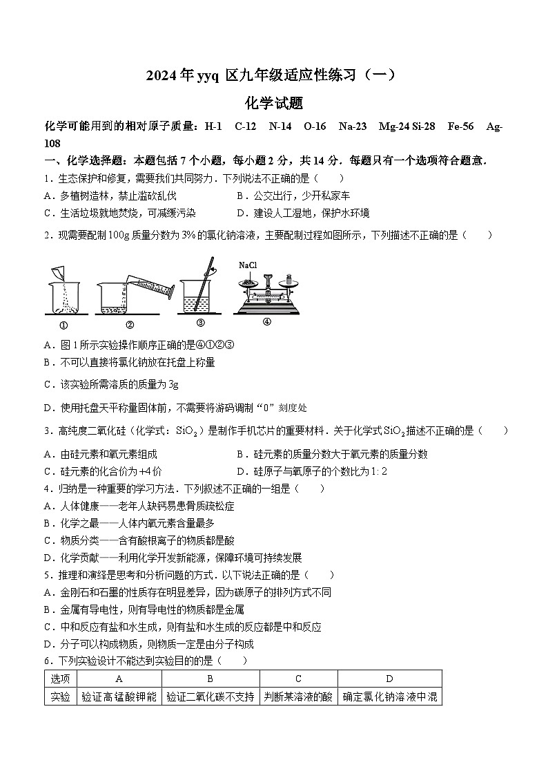 2024年贵州省云岩区中考一模考试化学试题(无答案)第1页