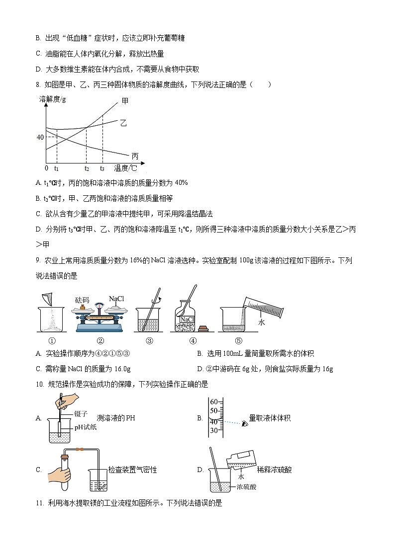 2024年甘肃省武威市第十四中学教研联片中考二模化学试题（原卷版+解析版）03