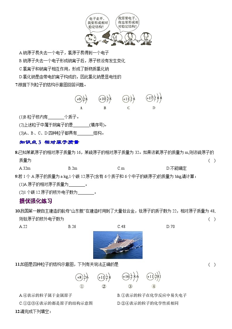 化学（人教版）九上素养分层提升练：3.2 原子的结构第2页