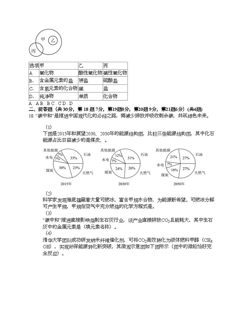 上海市金山区2024年中考化学二模考试试题03