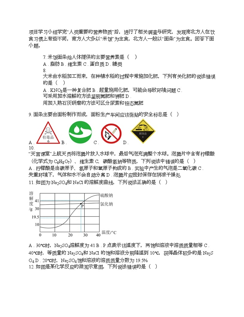 广东省东莞市南城中学东莞外国语学校 2024年中考化学一模试卷第2页