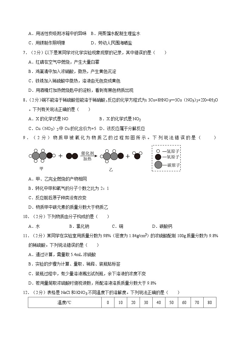 2024年江苏省常州市溧阳市中考化学一模试卷02