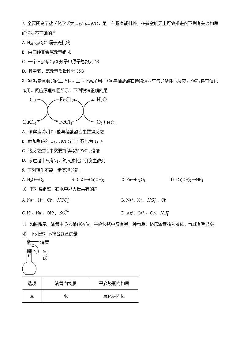 2024年江苏省盐城市响水县中考二模化学试题（原卷版+解析版）02