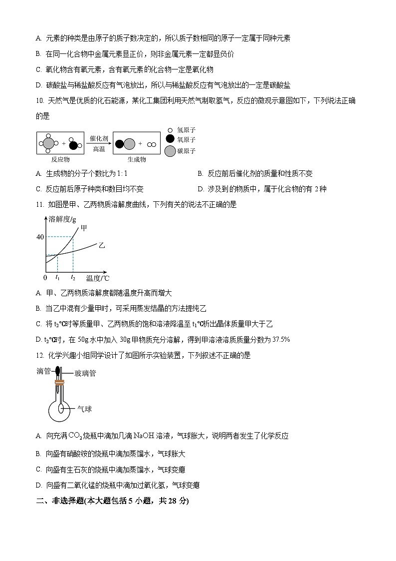 安徽省六安市霍邱县2023-2024学年九年级下学期4月月考化学试题（原卷版）第3页