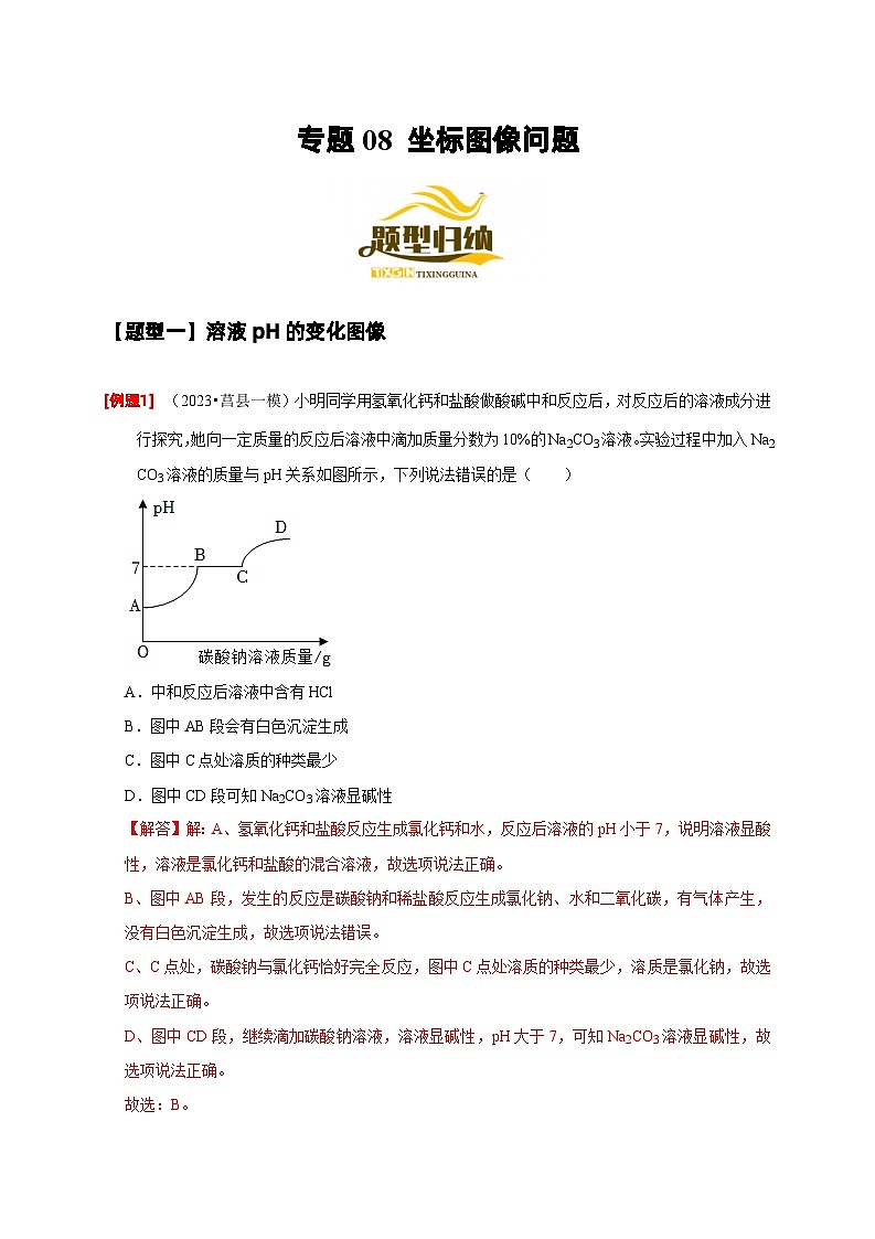 2024年中考化学二轮专项复习核心考点讲解与必刷题型（全国通用）-专题08 坐标图像问题（解析版）第1页