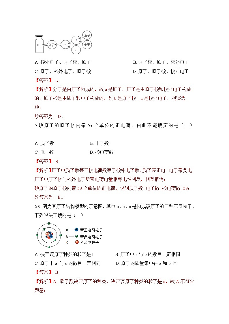 初中化学人教版九上3.2原子的结构（第1课时） 层级练习（含解析）第2页