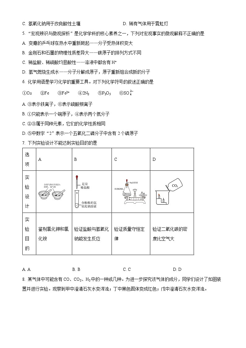 2024年陕西省咸阳市陕西科技大学附属中学初中学业水平模拟考试化学试卷（原卷版+解析版）02