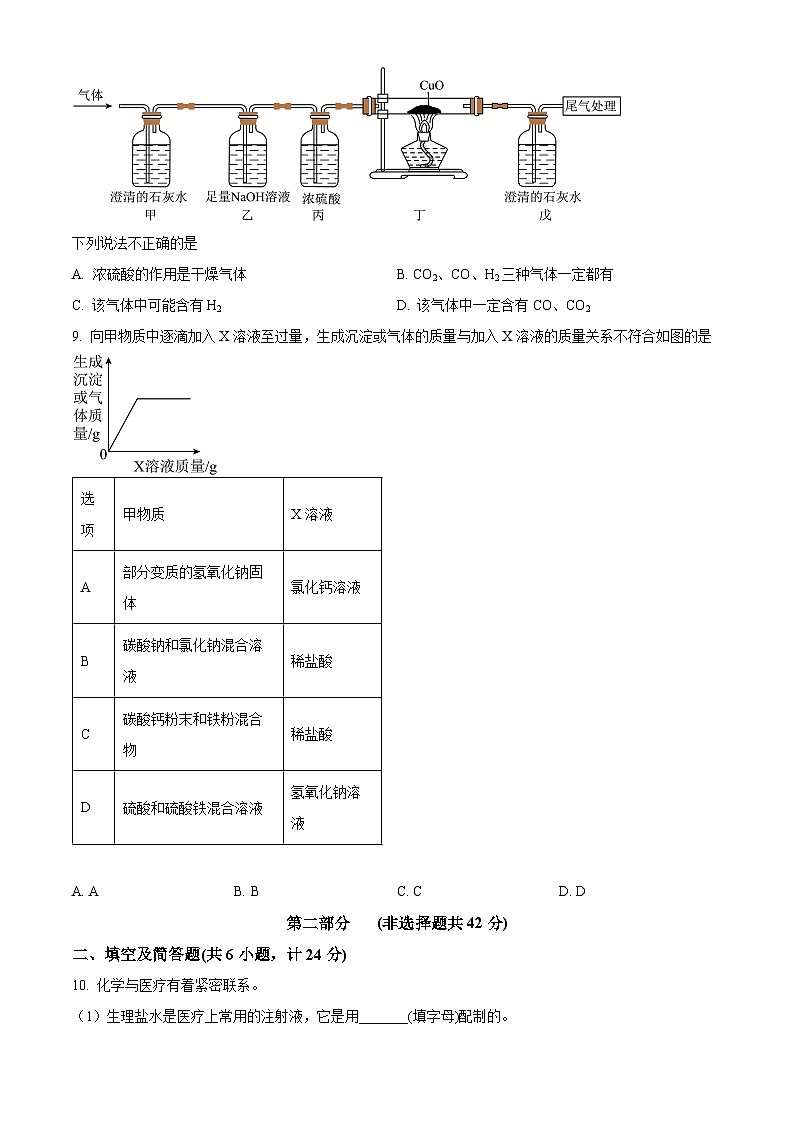 2024年陕西省咸阳市陕西科技大学附属中学初中学业水平模拟考试化学试卷（原卷版+解析版）03