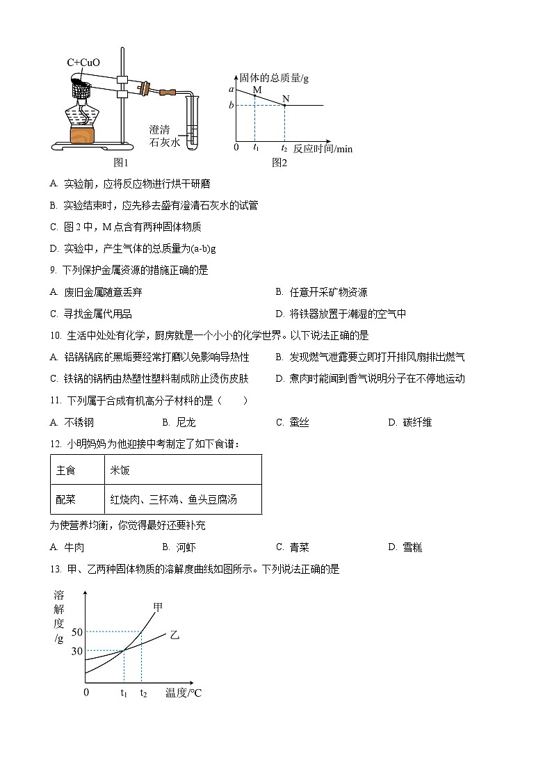 湖南省永州市2023-2024学年九年级下学期期中考试（二模）化学试题（原卷版+解析版）03