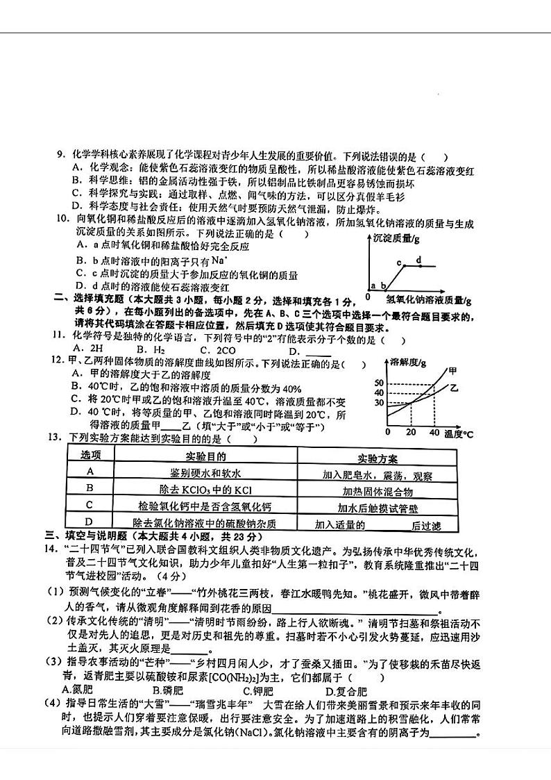 2024年江西省吉州区中考二模化学试题02