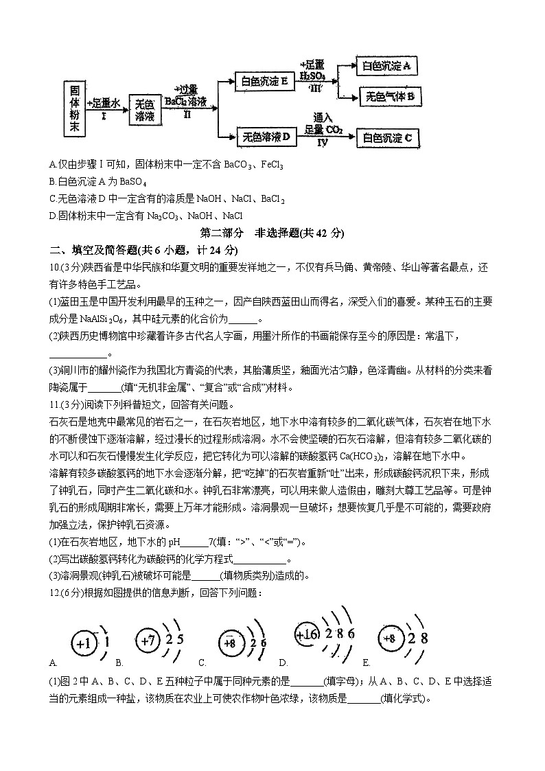 2024年陕西省西安市高新唐南中学中考五模化学试卷(无答案)03