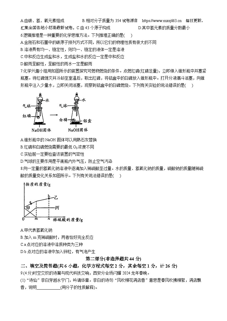 06，2024年陕西省商洛市镇安县中考一模考试化学试题(无答案)02