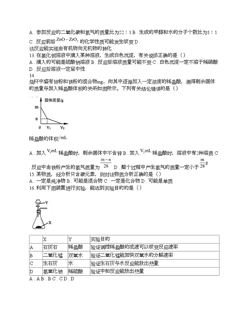 上海市杨浦区2024年中考化学二模试题第2页