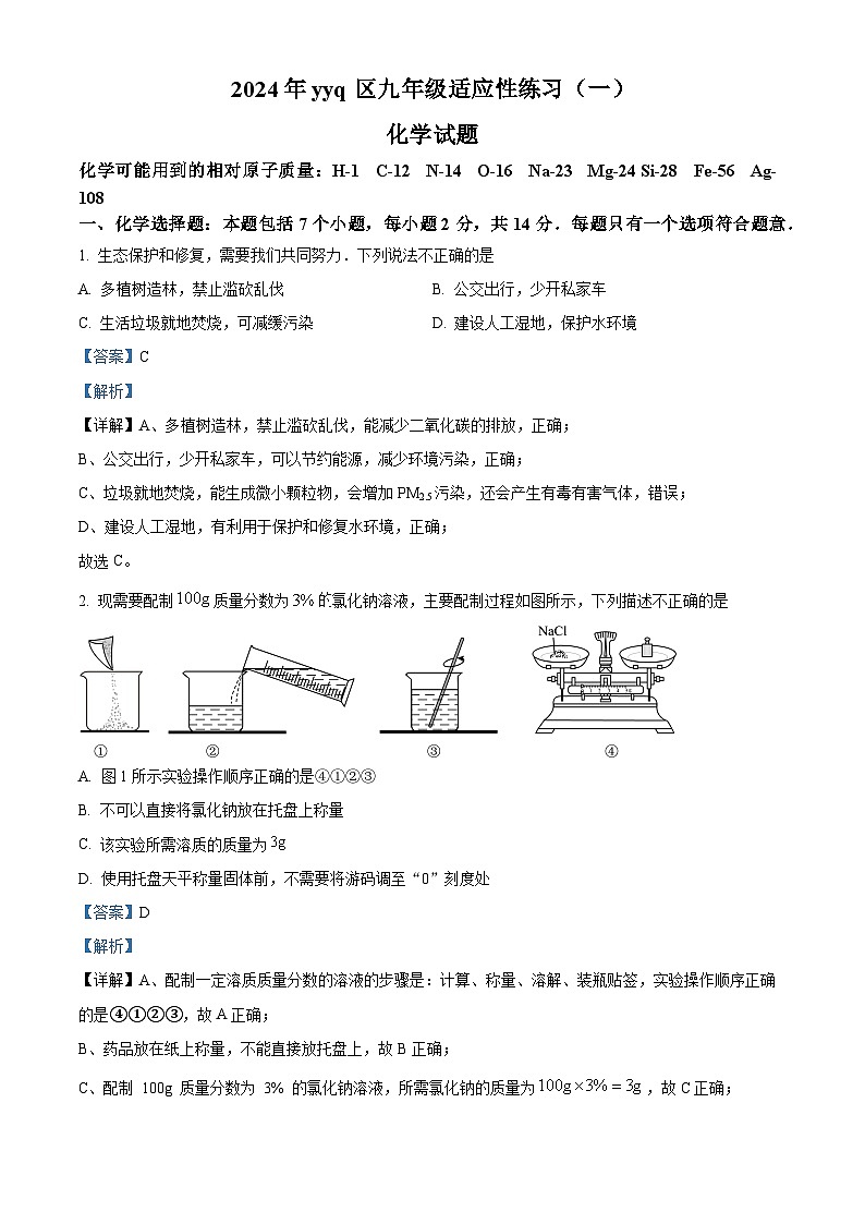 2024年贵州省云岩区中考一模考试化学试题（原卷版+解析版）01