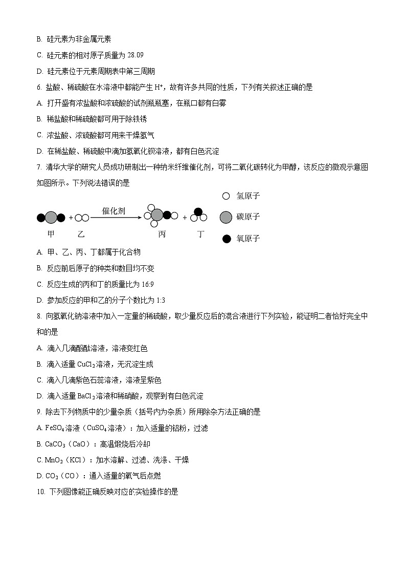 江西省景德镇市乐平市2023-2024学年九年级下学期4月期中化学试题（原卷版）第2页