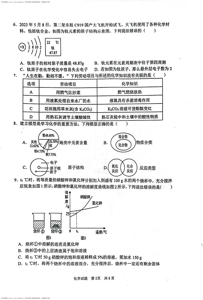 15，2024年山东省枣庄市山亭区第二次初中学业水平模拟考试 化学试卷02