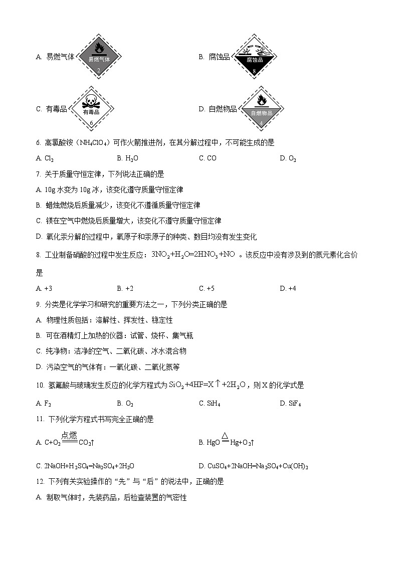 山东省淄博市临淄区2023-2024学年八年级下学期期中质量检测化学试题（原卷版+解析版）02