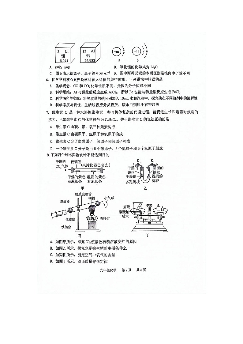 2024年山东省菏泽市单县八校中考一模测试化学试题第2页