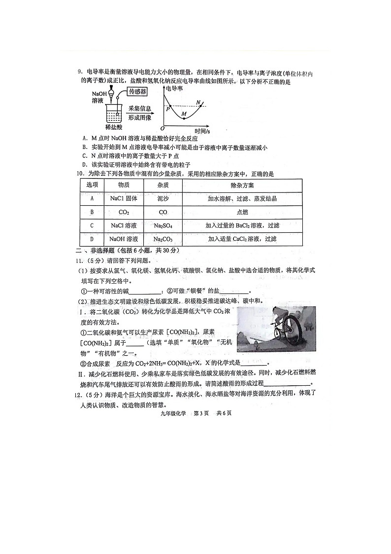 2024年山东省菏泽市单县八校中考一模测试化学试题第3页