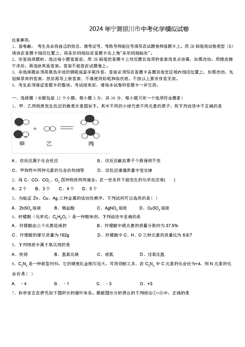 2024 年宁夏银川市中考化学模似试卷（解析版）第1页