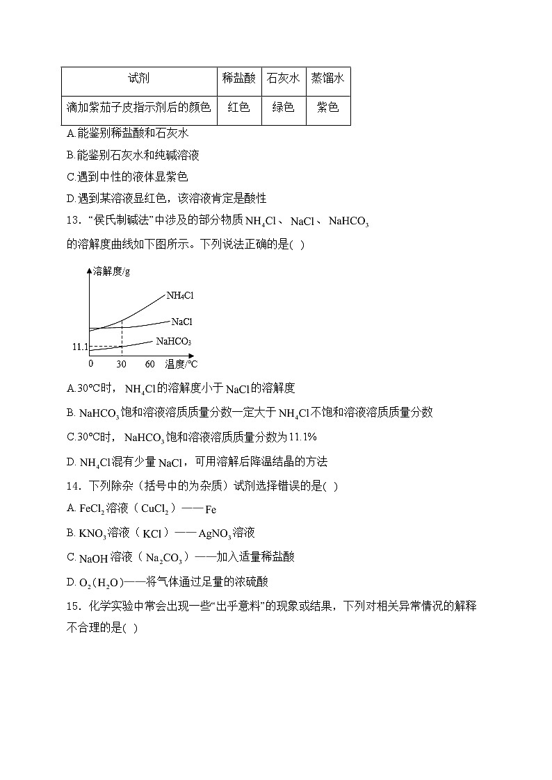 广东省东莞市2024年中考一模化学试卷(含答案)03