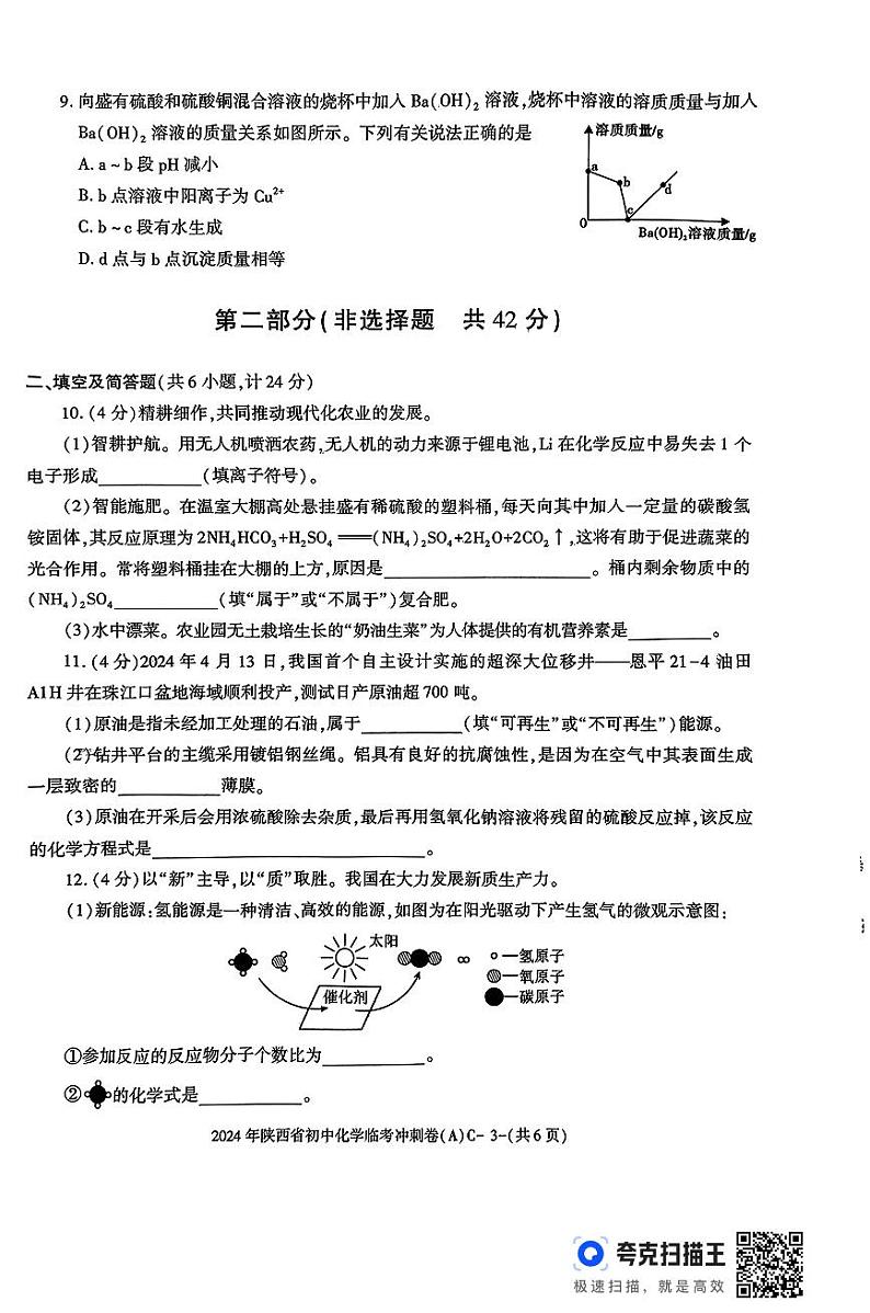 2024年陕西省延安市初中学业水平考试化学临考冲刺卷（A）C02