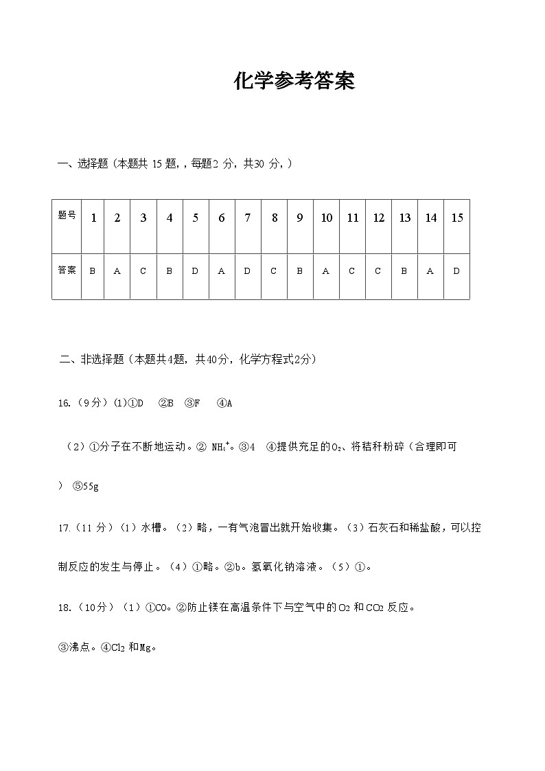 初三一模化学答案第1页