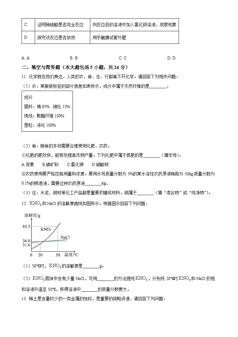 2024年甘肃省天水市麦积区第二次中考模拟检测化学试题（原卷版+解析版）03