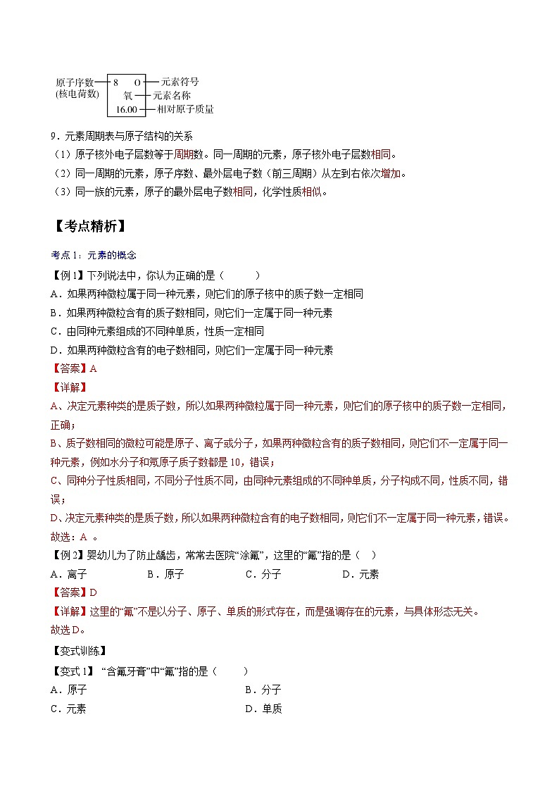 【暑期领先学】化学九年级知识讲练：第09讲   元素（教师版）第3页