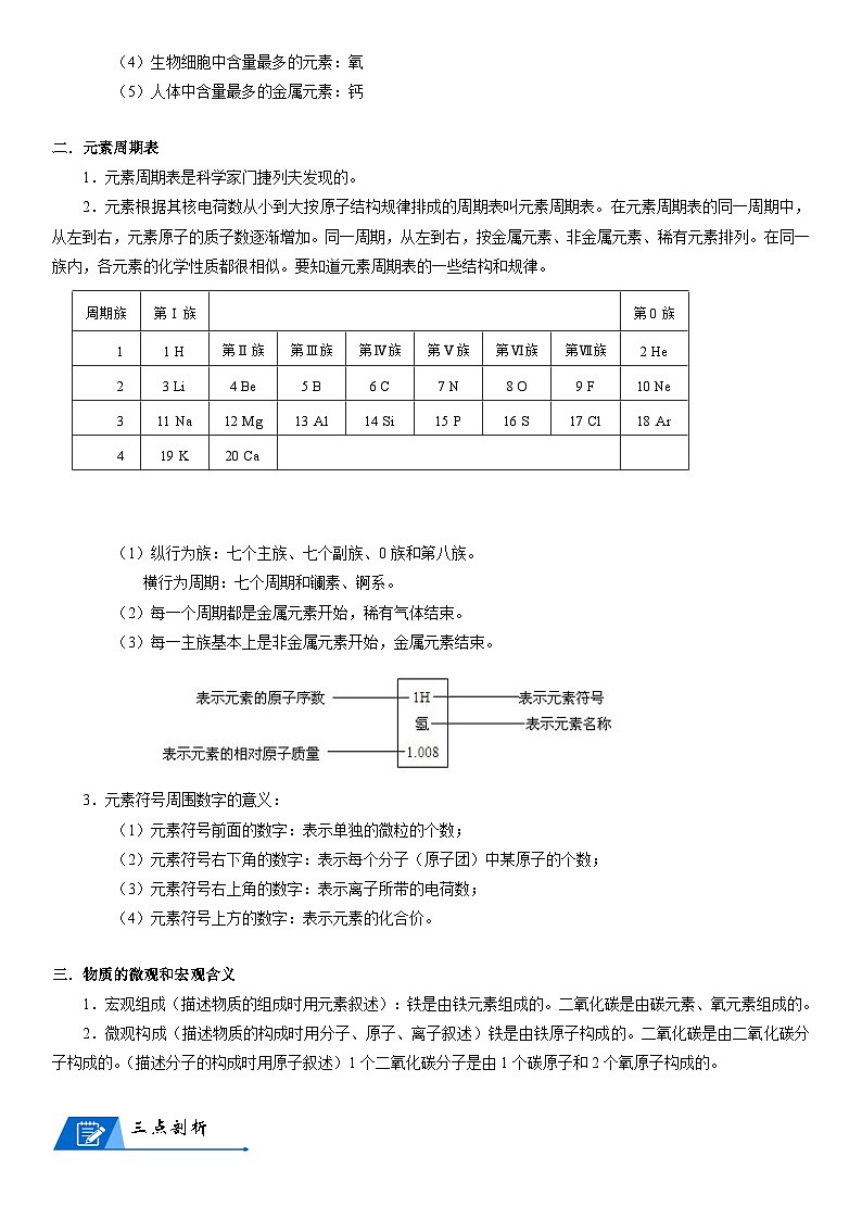 化学人教版九上同步讲义：第10讲 元素03