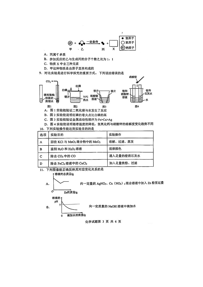 2024年山东日照岚山区中考二模化学试题第3页