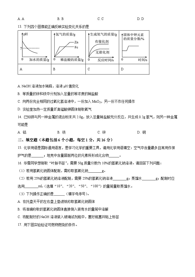 2024年河南省信阳市光山县中考第二次模拟测试化学试题（原卷版）第3页