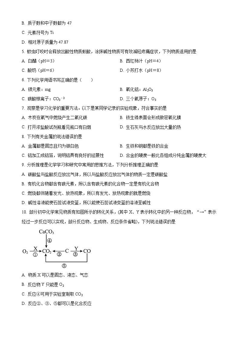 2024年吉林省四平市第三中学校中考模拟预测化学试题（原卷版+解析版）02