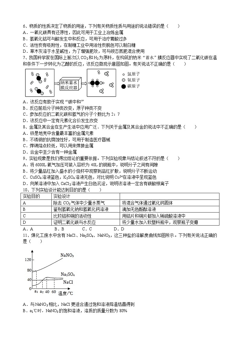 2024年安徽省中考化学仿真卷（1）第2页