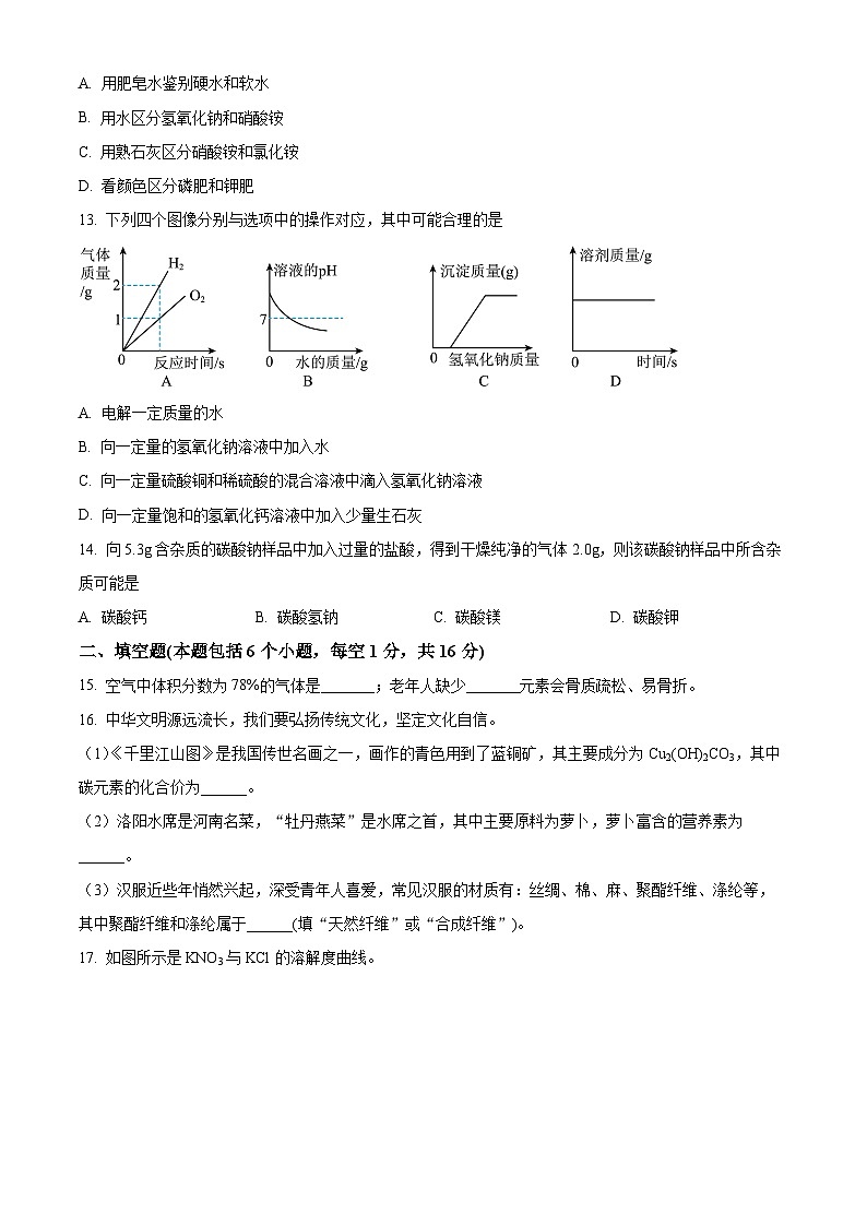2024年河南省驻马店市泌阳县中考三模化学试题（原卷版）第3页