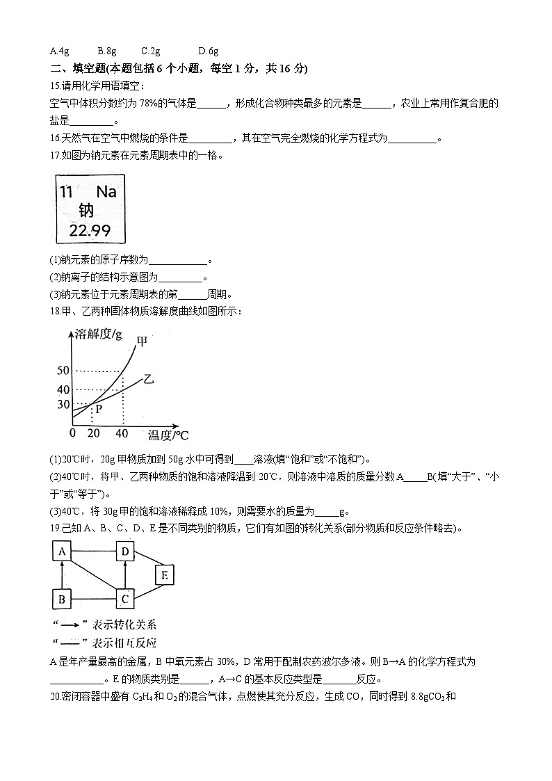 2024年河南省周口市扶沟县中考二模化学试题03