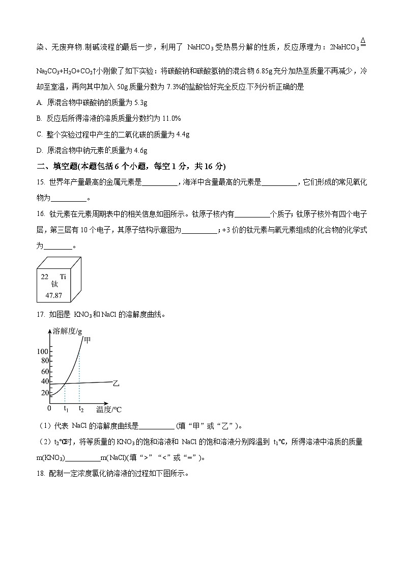 2024年河南省周口市郸城县二校中考二模化学试题（原卷版）第3页