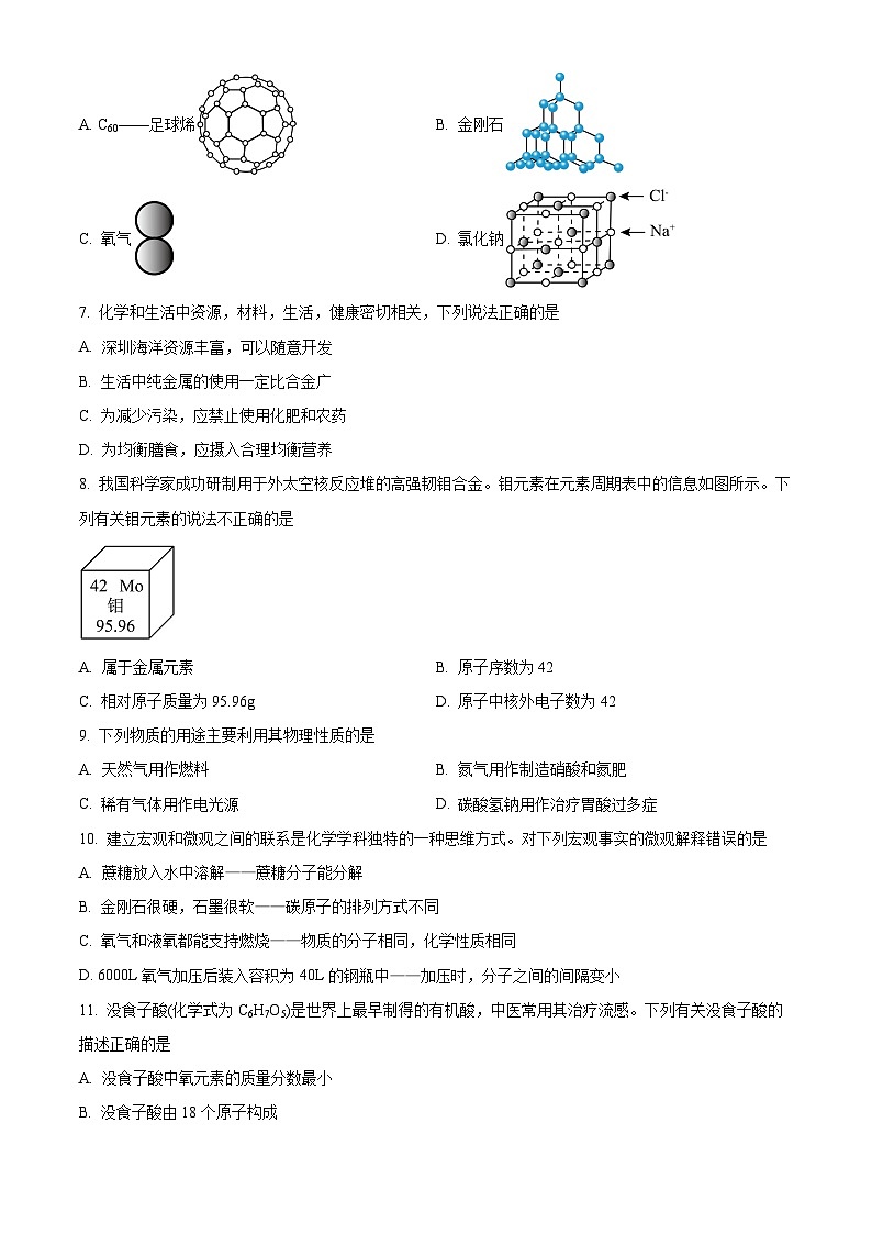 2024年山东省青岛市西海岸新区中考二模化学试题（原卷版）第2页