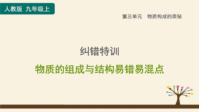 人教版化学九上课时练测课件：第三单元纠错特训 物质的组成与结构易错易混点01