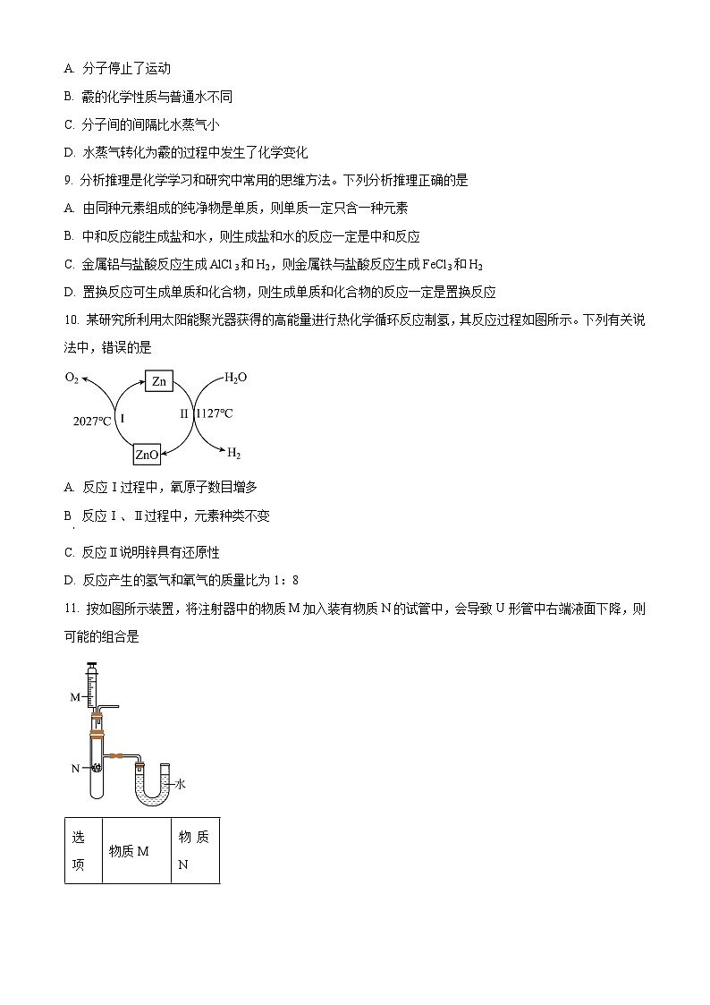 2024年安徽省六安市霍邱县中考模拟预测化学试题（原卷版+解析版）03